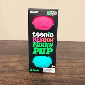NeeDoh Teenie Funky Pup 3 Pack- Pink, Purple, and Teal